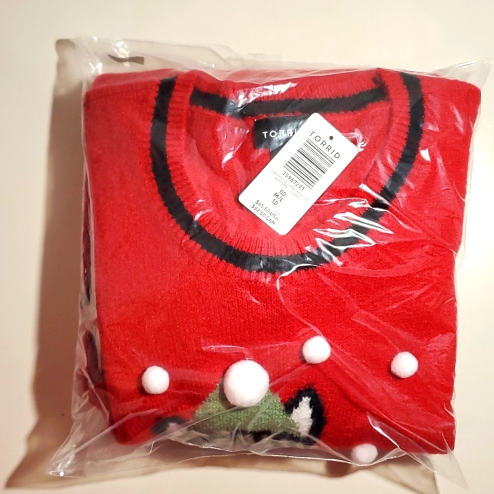 ❤️NWT TORRID SWEATER UGLY CHRISTMAS CAT SWEATER - HOLIDAY PULLOVER - MEDIUM 00 - Picture 6 of 9